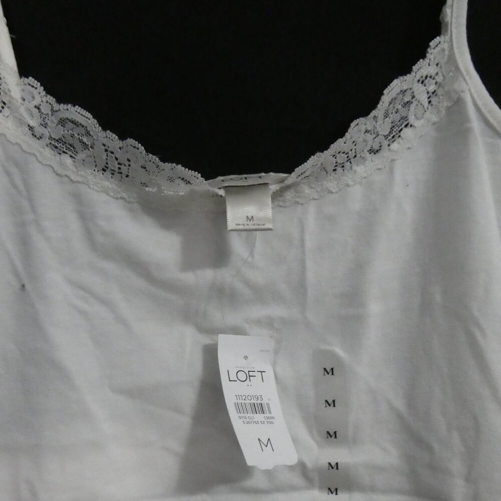 ANN TAYLOR LOFT White Lace Trim Cami Tank Top - Size Medium - Picture 5 of 16